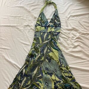 Newport News Green Halter Sundress Resort Wear